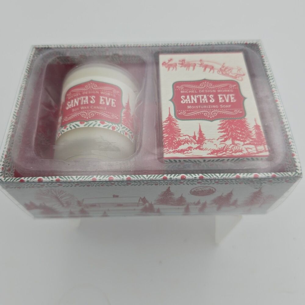 Michel Design Works Santa's Eve Gift Set Candle &Moisturizing Soap Christmas NIB